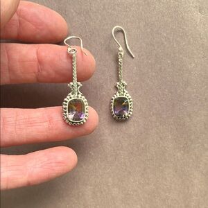 Elegant Sterling Silver and Mystic Topaz Drop Earrings